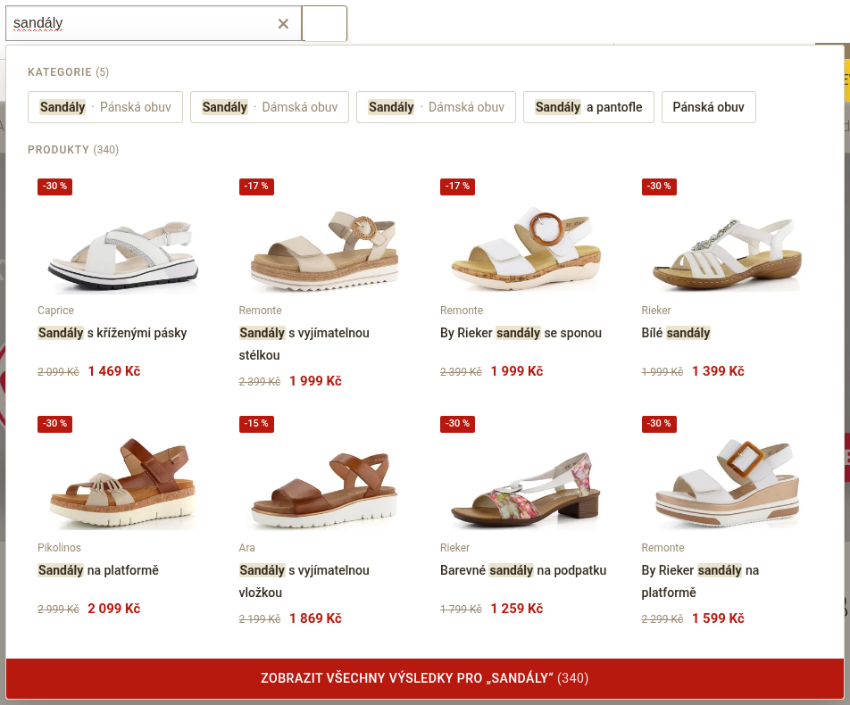 Fashion shoes — category chips, two rows of cards with the brand on its own line, gold highlight, show-all row repeating the phrase